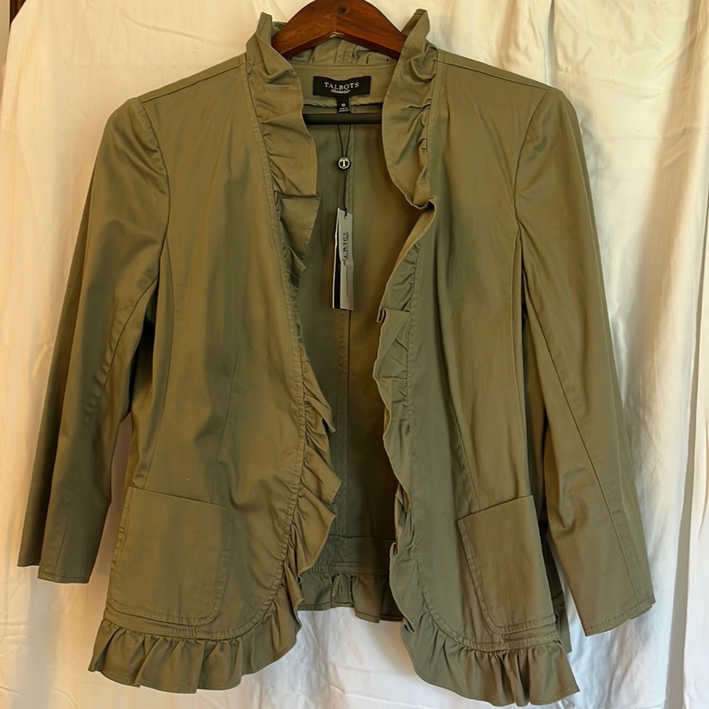 Talbots army green blazer size 10